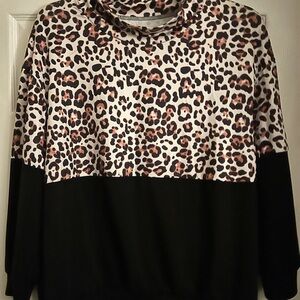 Leopard Print and Black Sweatshirt